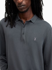 AllSaints Blue Reform Long Sleeve Polo Shirt - Image 2 of 5