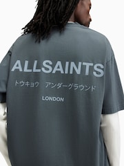 AllSaints Blue Underground Short Sleeve 100% Cotton Crew T-Shirt - Image 2 of 8