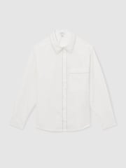 Reiss White Sofia Cotton Topstitched Button-Through Shirt - Image 2 of 6