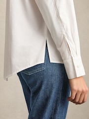 Reiss White Sofia Cotton Topstitched Button-Through Shirt - Image 5 of 6