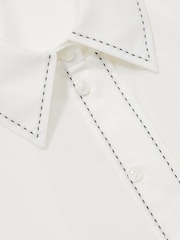 Reiss White Sofia Cotton Topstitched Button-Through Shirt - Image 6 of 6