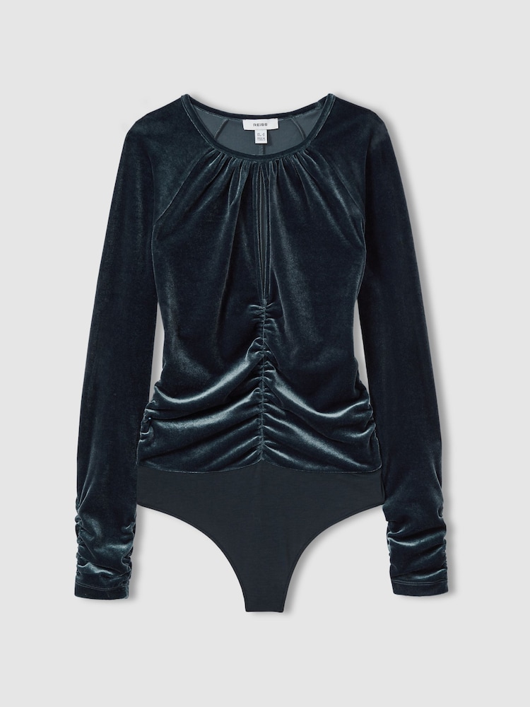 Bodi de terciopelo con diseño fruncido y abertura en forma de cerradura Etta de Reiss - Imagen 2 de 6 Bodi de terciopelo con diseño fruncido y abertura en forma de cerradura Etta de Reiss - Imagen 2 de 6