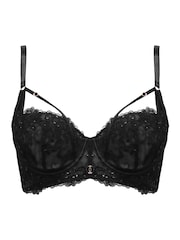 Pour Moi Black Sequin Balcony Intense Underwired Bra - Image 5 of 6
