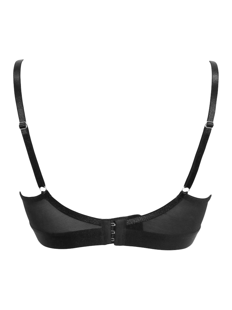 Pour Moi Black/Silver Push Up Constance Padded Longline Bra - Image 4 of 4