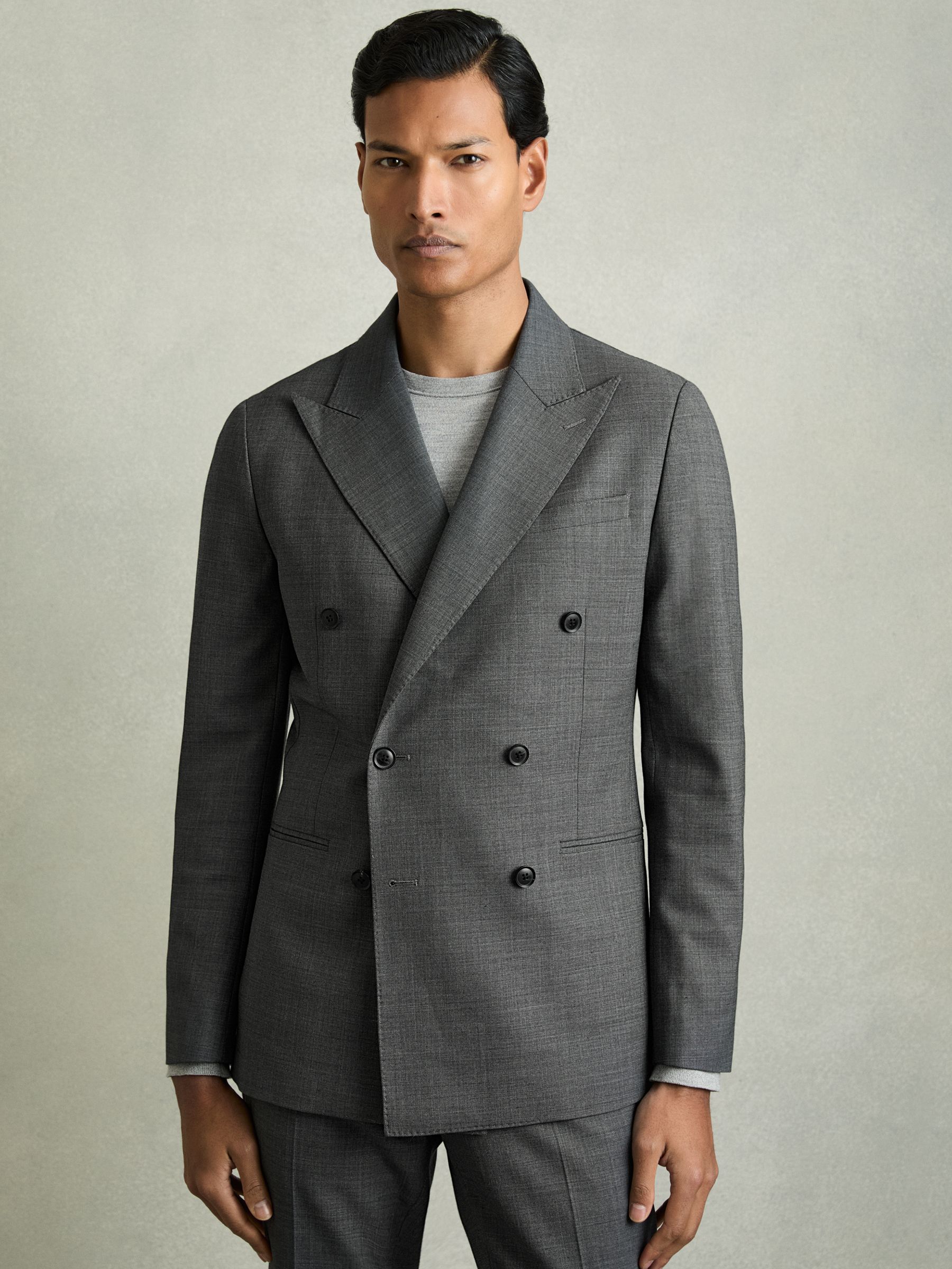 Buy Reiss Charcoal Grey Malibu Regular-Fit Double-Breasted