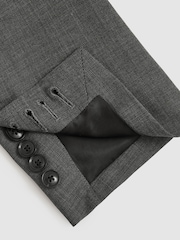 Reiss Charcoal Grey Malibu Regular-Fit Double-Breasted Sharkskin Wool-Blend Suit Blazer - Image 8 of 9