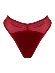 Pour Moi Red All Yours Satin and Mesh Thong - Image 3 of 4