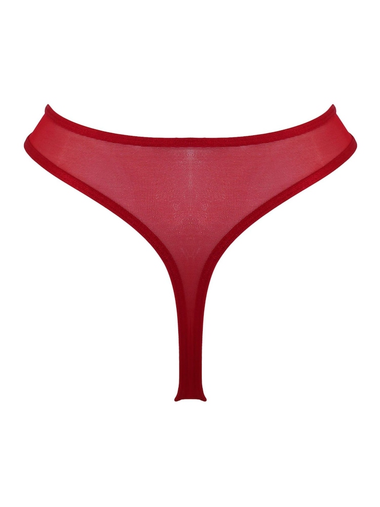 Pour Moi Red All Yours Satin and Mesh Thong - Image 4 of 4