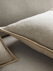 Natural 50 x 50cm Aubrey Tweed Velour Trim Cushion - Image 2 of 5