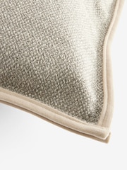 Natural 50 x 50cm Aubrey Tweed Velour Trim Cushion - Image 3 of 5