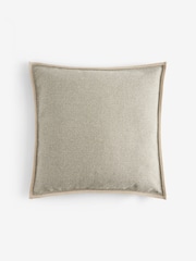 Natural 50 x 50cm Aubrey Tweed Velour Trim Cushion - Image 4 of 5
