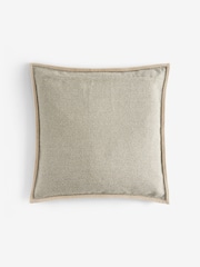 Natural 50 x 50cm Aubrey Tweed Velour Trim Cushion - Image 5 of 5