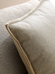 Natural 59 x 59cm Aubrey Tweed Velour Trim Cushion - Image 2 of 5