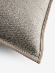 Natural 59 x 59cm Aubrey Tweed Velour Trim Cushion - Image 3 of 5