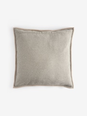 Natural 59 x 59cm Aubrey Tweed Velour Trim Cushion - Image 4 of 5