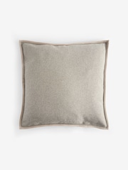 Natural 59 x 59cm Aubrey Tweed Velour Trim Cushion - Image 5 of 5