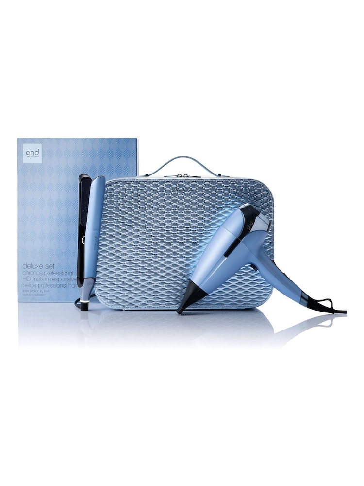 ghd Deluxe Chronos Hair Straightener Helios Hair Dryer Gift Set in Icy Blue - Image 1 of 5
