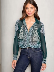 Lipsy Chiffon Langarmbluse mit Knopfleiste - Bild 2 von 4