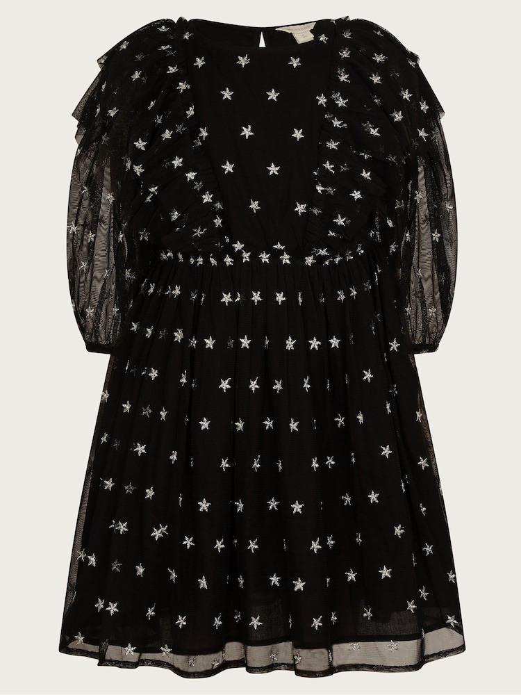Monsoon Black Star Print Tulle Dress - Image 1 of 3