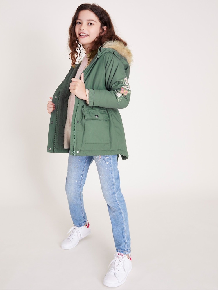 Monsoon Parka mit bestickten Schmetterlingen - Bild 1 von 4 Monsoon Parka mit bestickten Schmetterlingen - Bild 1 von 4