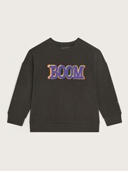 Monsoon Grey 100% Cotton Boom Slogan Sweatshirt - Image 1 of 3