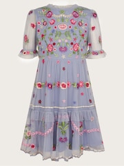 Monsoon Blue Utopia Floral Embroidered Dress - Image 1 of 3