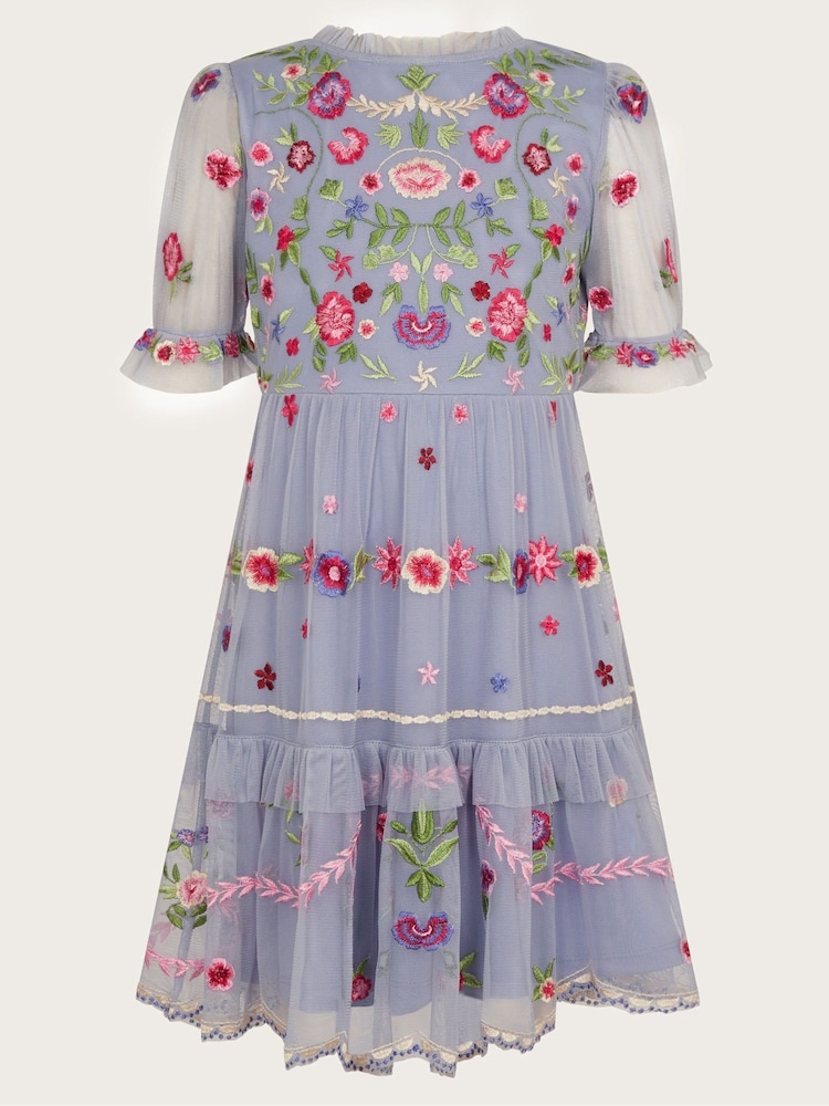 Monsoon Blue Utopia Floral Embroidered Dress - Image 1 of 3
