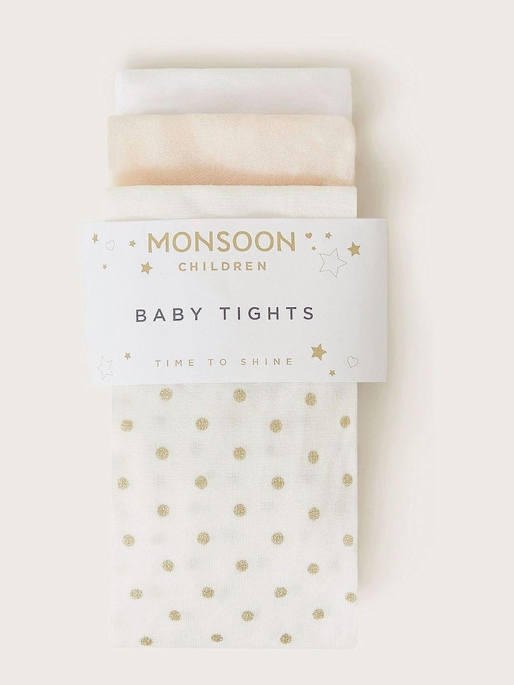 Monsoon Natural Baby Tights 3 Pack - Image 1 of 2 Monsoon Natural Baby Tights 3 Pack - Image 1 of 2
