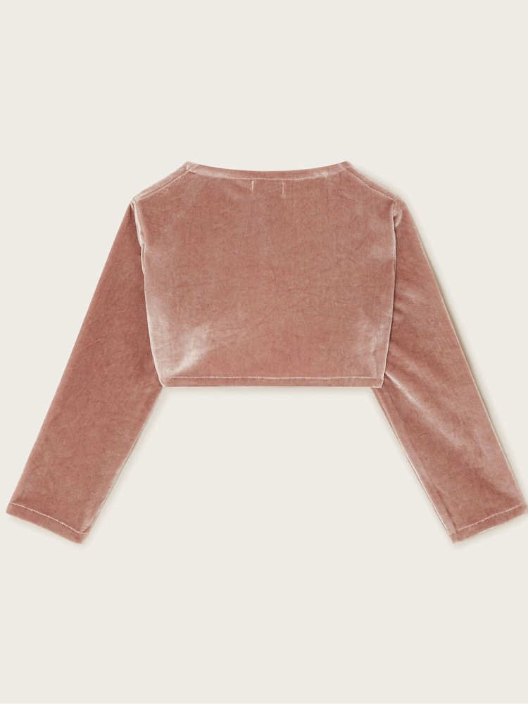 Monsoon Pink Baby Velvet Niamh Cardigan - Image 2 of 3 Monsoon Pink Baby Velvet Niamh Cardigan - Image 2 of 3