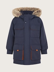 Monsoon Blue Hooded Faux Fur Coats - Image 1 of 3