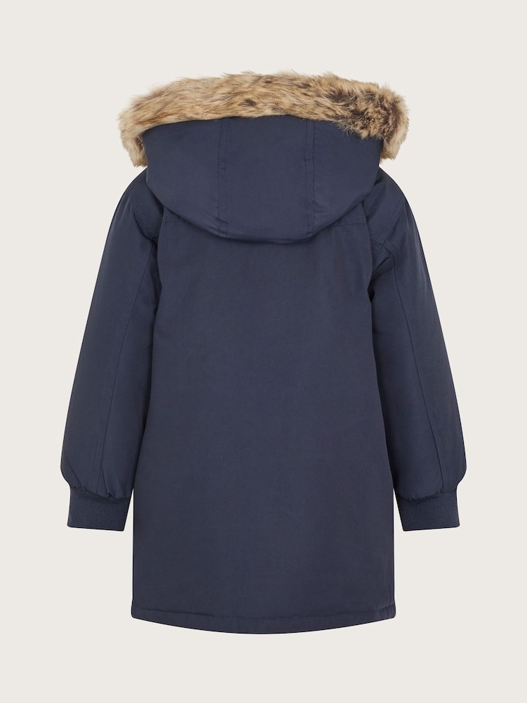 Monsoon Blue Hooded Faux Fur Coats - Image 2 of 3