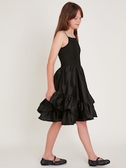 Monsoon Black Clariska Smocked Taffeta Prom Dress - Image 1 of 4