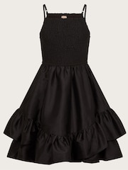 Monsoon Black Clariska Smocked Taffeta Prom Dress - Image 2 of 4