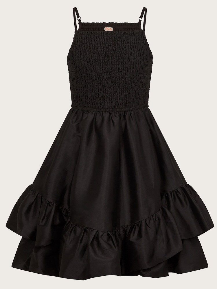 Monsoon Black Clariska Smocked Taffeta Prom Dress - Image 2 of 4