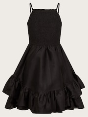 Monsoon Black Clariska Smocked Taffeta Prom Dress - Image 3 of 4