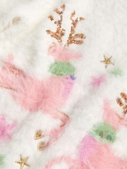 Monsoon Cream Fuzzy Knit Christmas Reindeer Jumper - Image 4 of 4