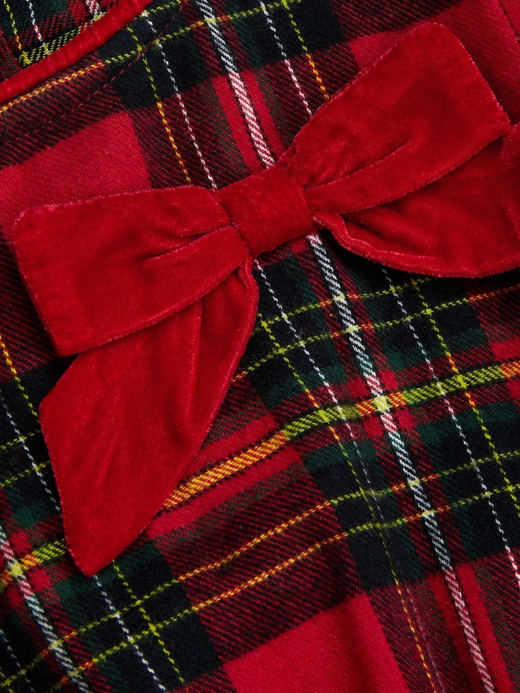 Monsoon Red Puff Sleeve Tartan 100% Cotton Dress - Image 3 of 3