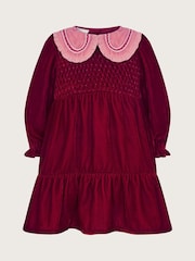 Monsoon Red Baby Smocked Velour Dress - Image 1 of 3