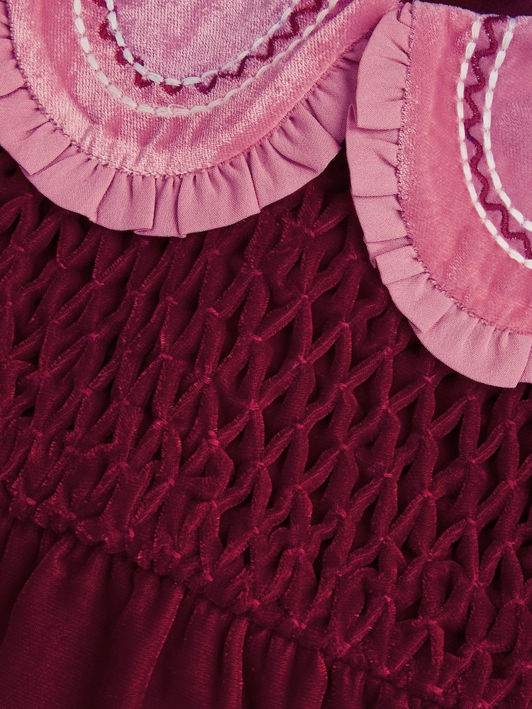 Monsoon Red Baby Smocked Velour Dress - Image 3 of 3