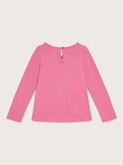 Monsoon Pink 100% Cotton Christmas Embellished Long Sleeve T-Shirt - Image 2 of 3