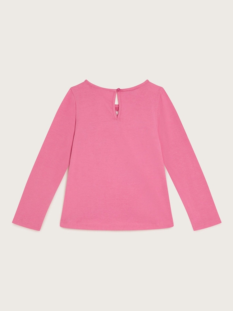Monsoon Pink 100% Cotton Christmas Embellished Long Sleeve T-Shirt - Image 2 of 3