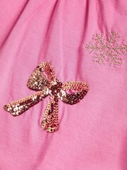 Monsoon Pink 100% Cotton Christmas Embellished Long Sleeve T-Shirt - Image 3 of 3
