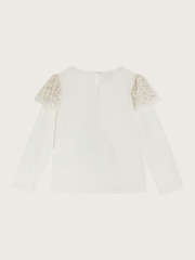 Monsoon Natural Long Sleeve Embellished Christmas Tree Top - Image 2 of 3