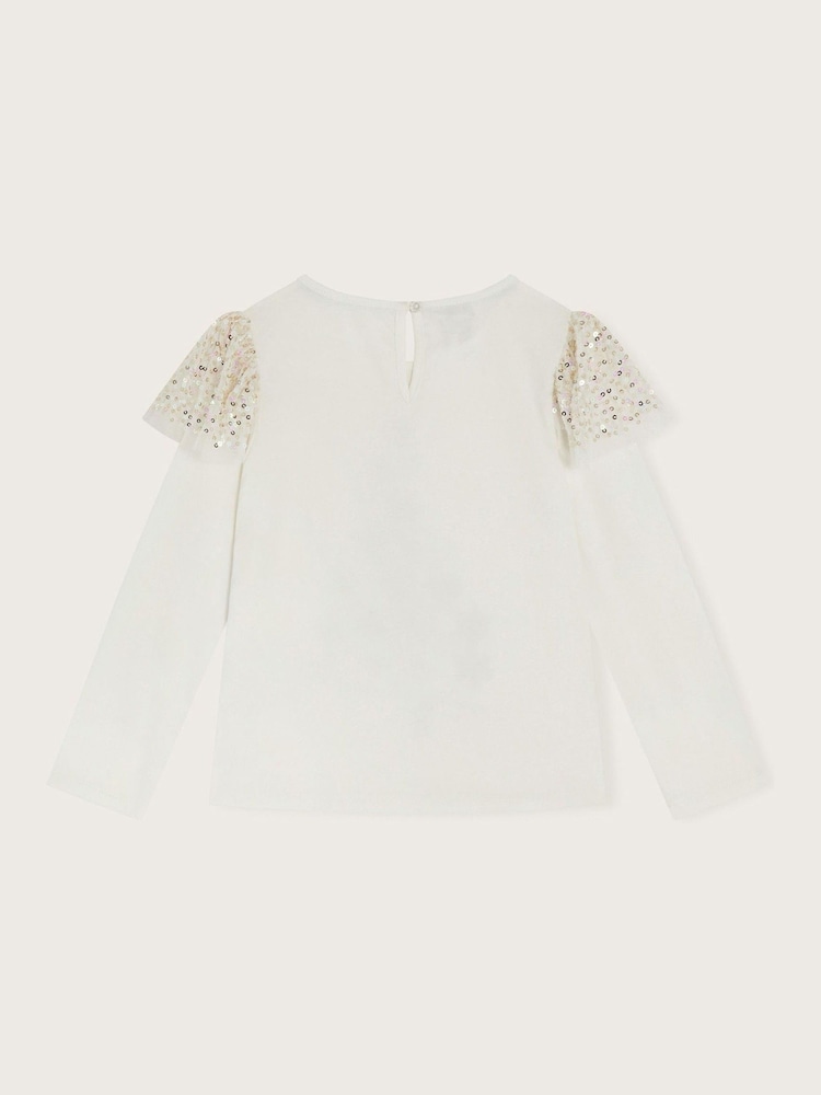 Monsoon Natural Long Sleeve Embellished Christmas Tree Top - Image 2 of 3