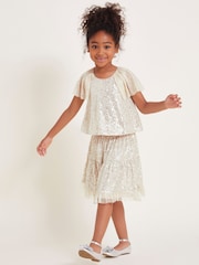 Monsoon Gold Adele Flutter Sleeve Sequin Top - Image 1 of 4