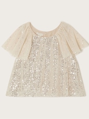 Monsoon Gold Adele Flutter Sleeve Sequin Top - Image 2 of 4