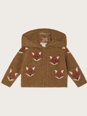 Monsoon Brown Newborn Fox Knit Cardigan - Image 1 of 3