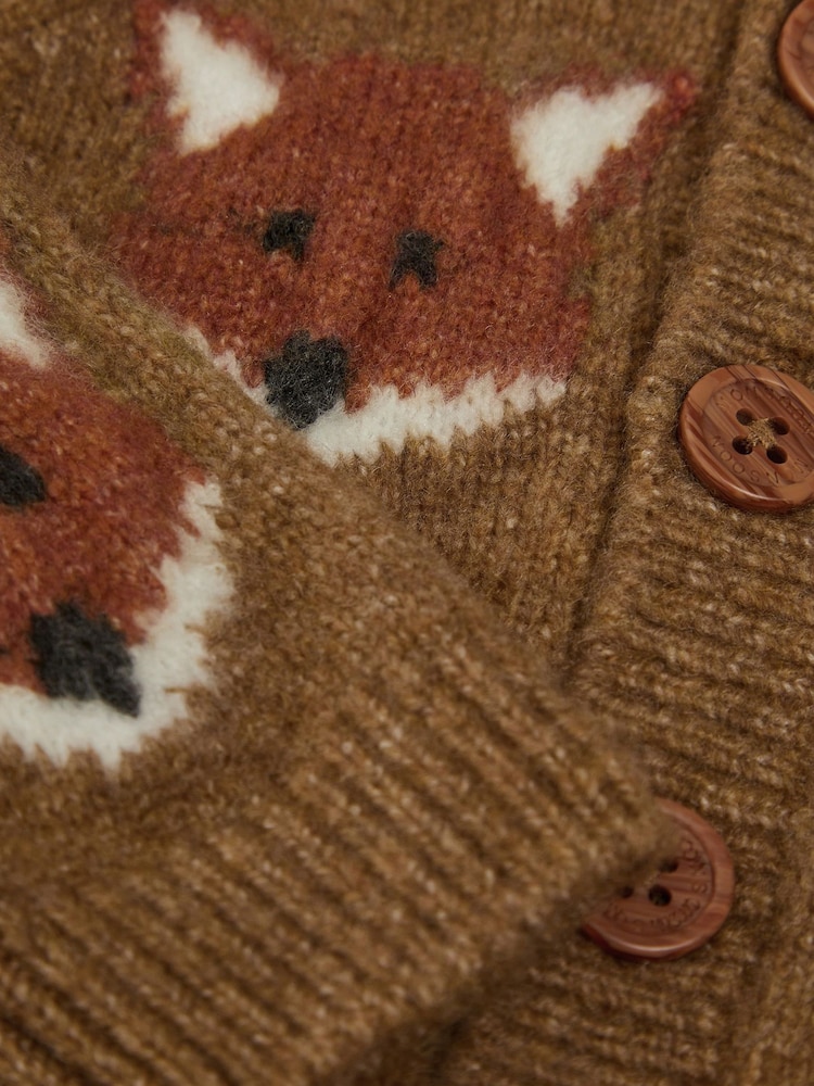 Monsoon Brown Newborn Fox Knit Cardigan - Image 3 of 3