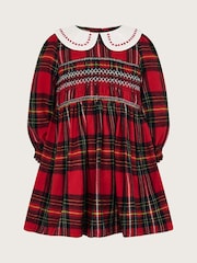 Monsoon Red Baby Long Sleeve Tartan 100% Cotton Dress - Image 1 of 3