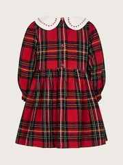 Monsoon Red Baby Long Sleeve Tartan 100% Cotton Dress - Image 2 of 3